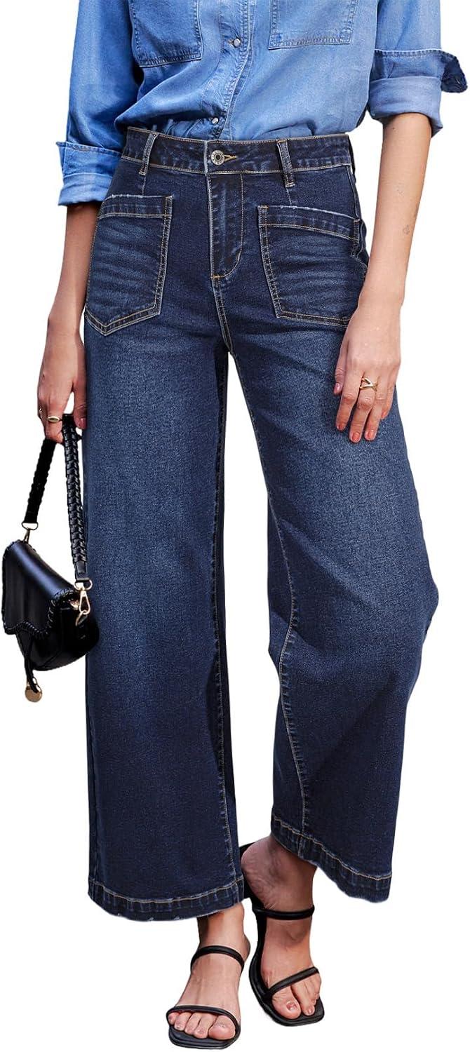 Soft Stretch Wide-Leg Ankle Jeans - photo 1 of 3