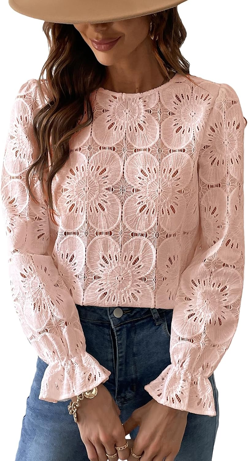 Sheer Lace Eyelet Blouse