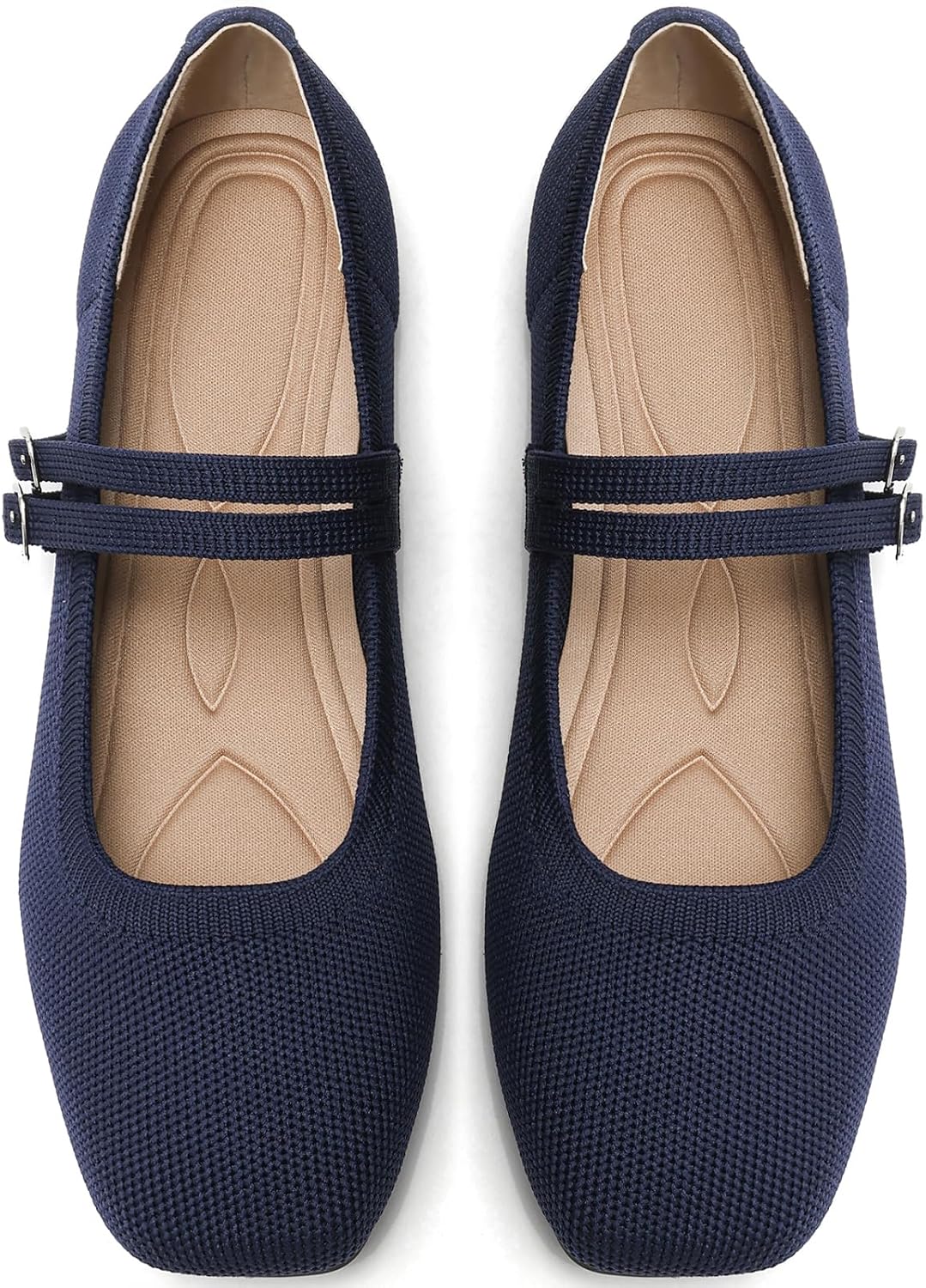 Knit Square-Toe Mary Jane Flats